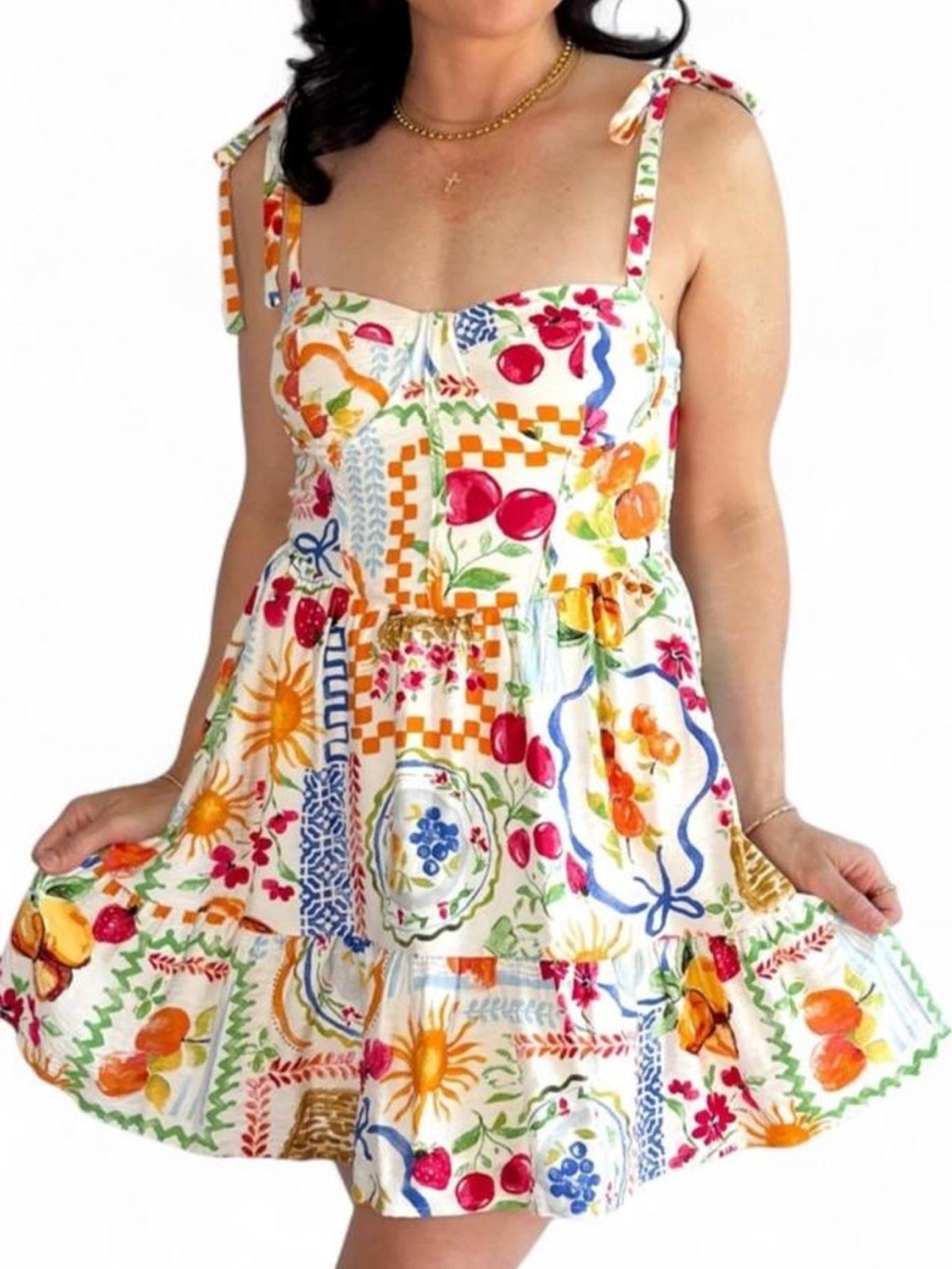 NWOT Dress Forum Sweetest Thing Summer Picnic Corset Mini Dress Multicolor